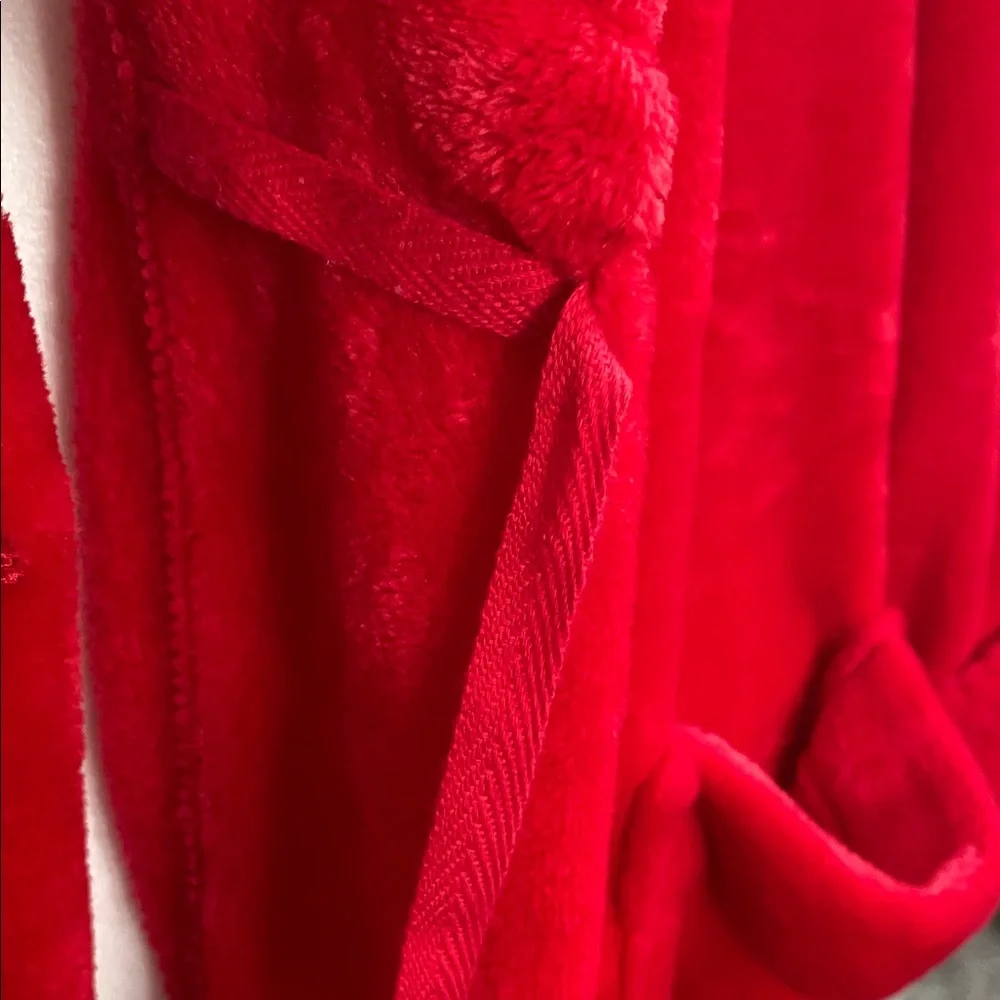 Red Luxurious Plush Faux Fur Belted Bathrobe Lounge Soft Sexy Spa Day Pamper